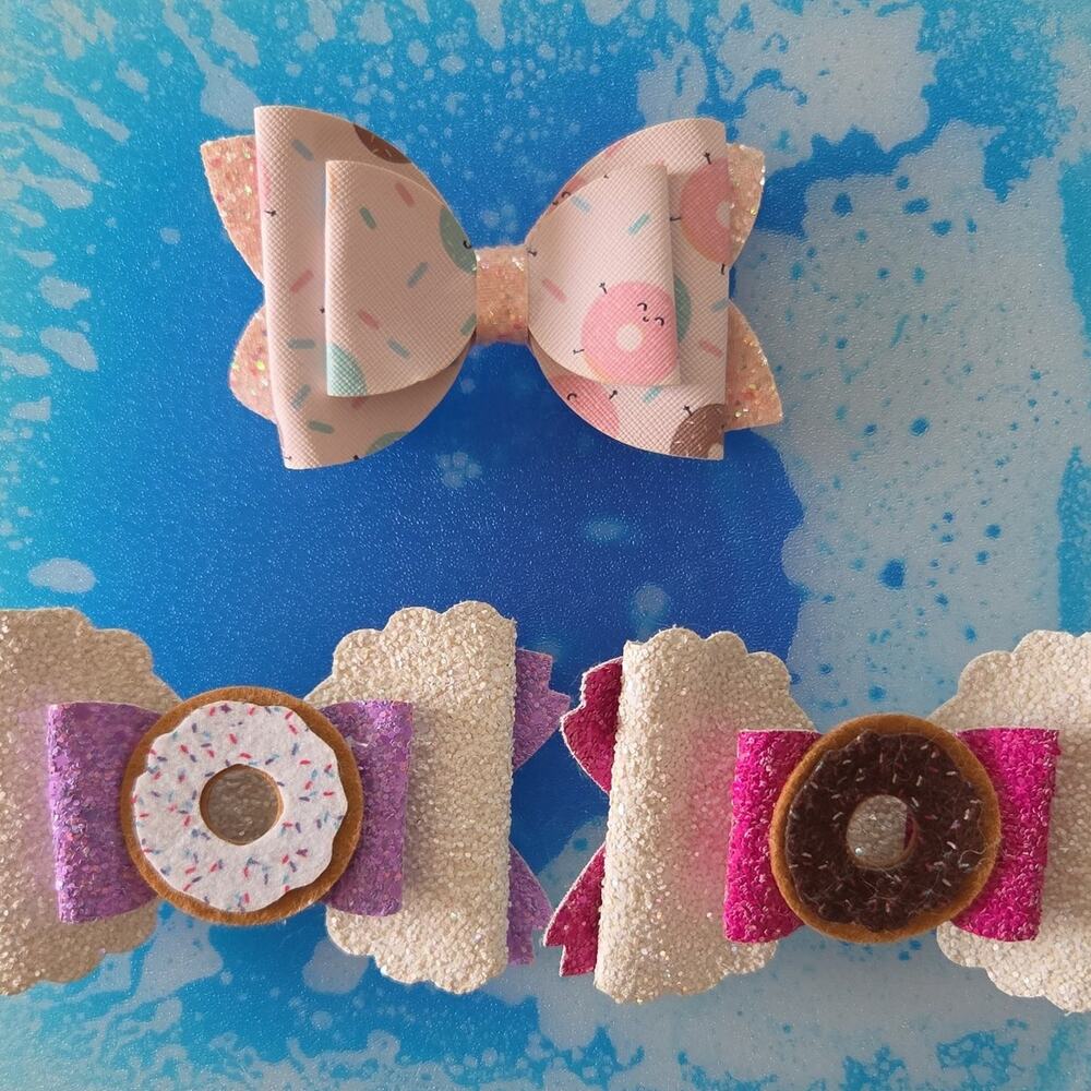 Custom donut hair bow lot